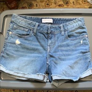 Express Low Rise Frayed Denim Cutoff Shorts 0